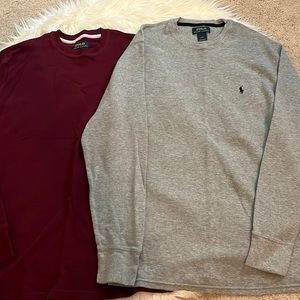 2 Mens Ralph Lauren long sleeve waffle tees. Size Large